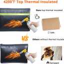 Fireproof Document Bag  3 Pack (15" x 11", 13" x 9.7", 10.5" x 8") Fireproof & Water- proof Document Organizer | Document Holder with Zipper Secure for Cash, Passports, Check& More (Black)