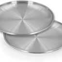 neotidy Stainless Steel Kids Plates (2 Packs), 9 Inches 8/18 Food Grade Metal Plate for Kids Toddlers & Babies, Unbreakable Silver Steel Plates for Camping, Dinner Outdoor Use Dishwasher Safe