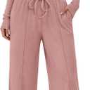 Lazysmile Lounge Sets For Women 2 Piece Sets Fall Outfits Long Sleeve Tops with Wide Legs Pants Casual Matching Set