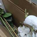 Briful Orchid Artificial Flowers 18in White Fake Orchid Silk Flowers with Ceramic Pot Faux Orchid Arrangement for Home Office Room Coffee Table Centerpiece Modern Decoration