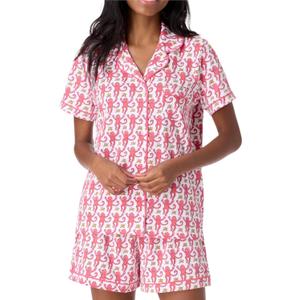 Zelbuck Womens Y2k Preppy Pajamas Set, 2 Piece Button Down Monkey Beach Shorts Set Holiday Vacation Loungewear Pjs for Jammies Back to School Party Birthday Gifts(Pink, Medium)
