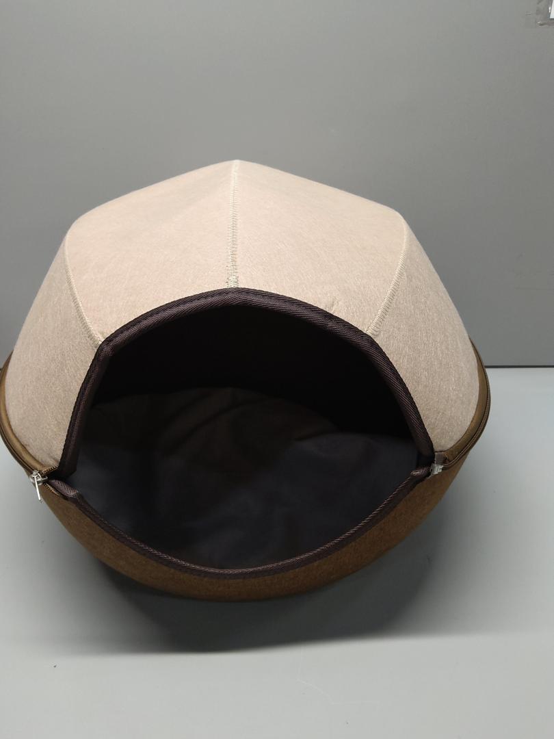 Large Cat Tunnel Bed for Indoor Cats Up to 30 Lbs Peekaboo Donut Cave with Catnip and Plush Toys Scratch Resistant Felt Design Detachable and Washable Cat Tunnel (Beige, L)