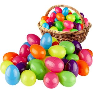 Prextex 3.5” Unfilled Easter Eggs Empty, 36 pcs - Empty Plastic Eggs Fillable with Candy, Presents for Toy Basket - Easter Decorations, Toy Egg Basket - Boys and Girls