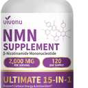 15-in-1 Liposomal NMN Supplement, 2000mg per* Serving*, 120 Day Supply, 99% Pure, NAD+ NMNH Alternative with Nicotinamide Mononucleotide, Resveratrol, TMG, CoQ10, Quercetin & Glutathione, 120 Capsules EXP: 07/21/2028