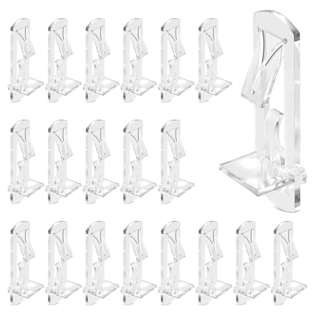 20Pcs Plastic Locking Shelf Pins, 5mm Locking Shelf Support Peg, Clear Shelf Bracket for Kitchen Cabinet Furniture Book Shelves, 5mm Peg x 3/4" Thick Shelves