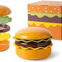 Ceramic Hamburger Plates and Bowls Sets, 5-Set Hamburger Bowl and Hamburger Plate, Fun Bowl Set for Afternoon Tea, Desserts, Biscuits, Steaks