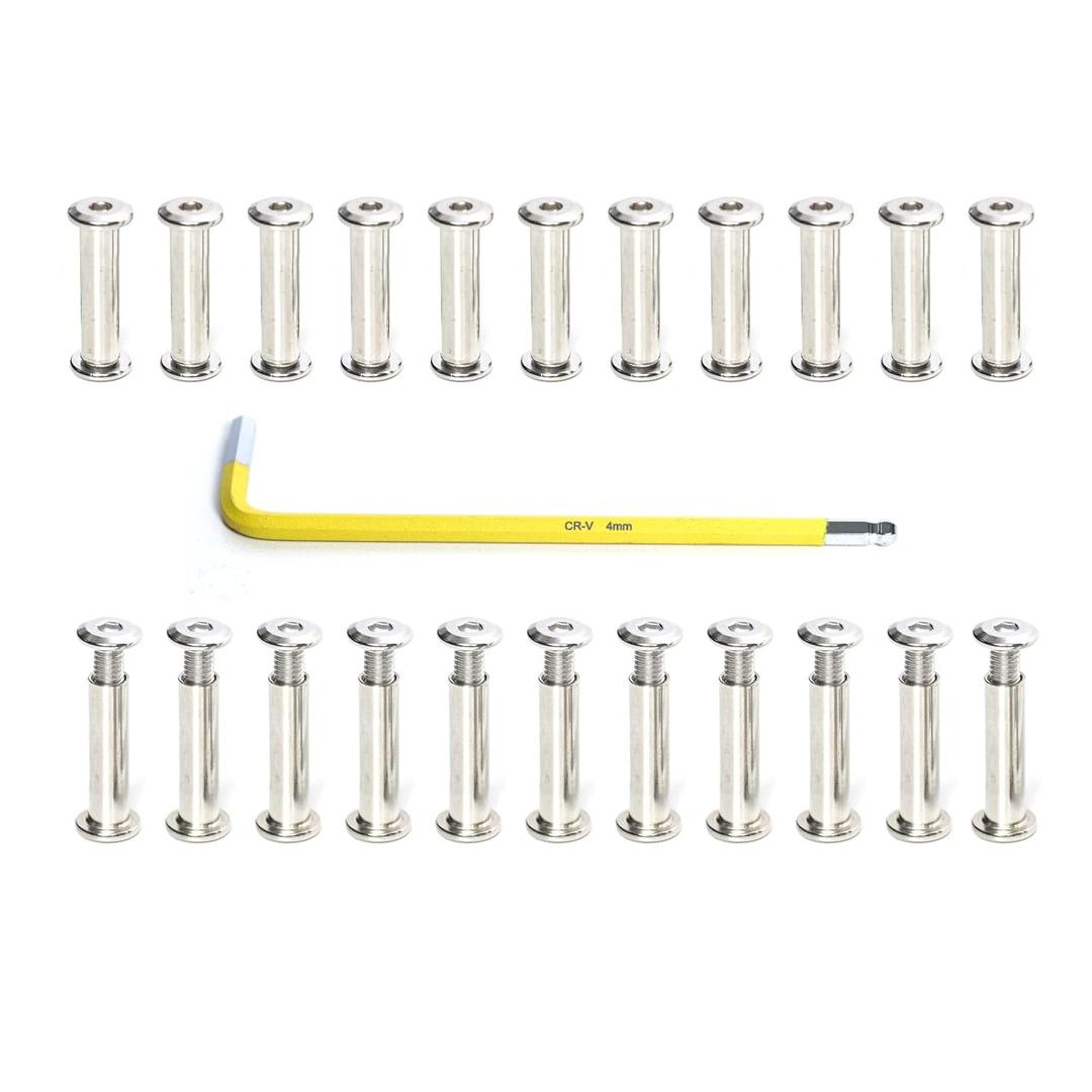 22Pcs Socket Head Screws, Chicago Screws with Hex Spanner, Fasteners for Furniture Chair Desk (22, M6*30mm)