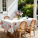 Eikione Summer Tablecloth 60x86In, Rectangular Red Flower Tableclothes Outdoor Washable Seasonal Table Cover for Party Picnic Dinner Decor