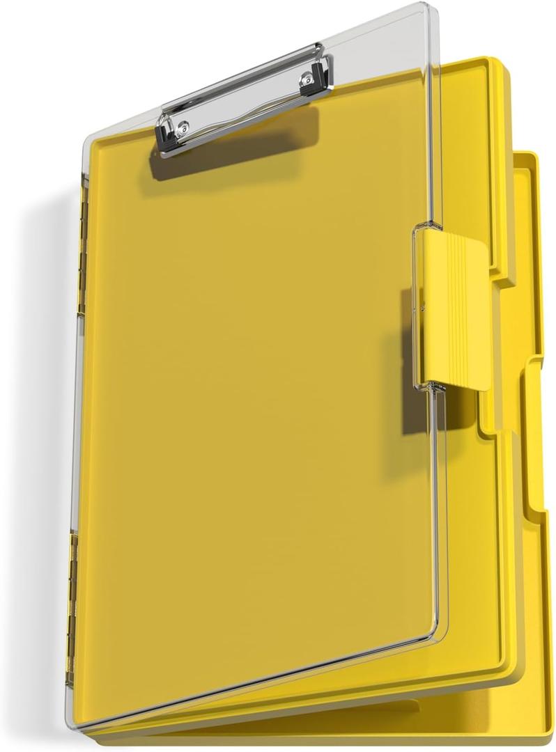 Hongri Clipboard with Storage, Yellow 8.5 x 11 Folder Nursing Side Opening, Heavy Duty with Dual Compartment, Smooth Writing for Teachers, Classroom, Size 13.3 x 9.4 x 1.5 in, Office & School Supplies