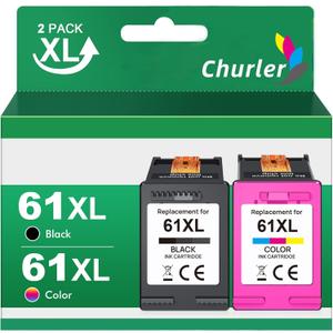 61 XXL Black and Color Ink Cartridge Combo Pack Replacement for HP Ink 61 HP 61XL 61XXL HP Ink Cartridges with HP Envy 4500 5530 5534 4502 Deskjet 1000 3000 2540 1010 3510 Officejet 4635 4630 Printer