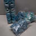 Ceenna 132 Pcs Christmas Tree Ornaments Set Glitter Poinsettia Flowers 2.36 inch Christmas Balls Snowflakes Decorations Artificial Berry Picks for Xmas Tree Wreath, Hooks Included (Light Lake Blue)