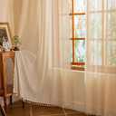 Sutuo Home Beige Boho Lace Curtains 96 inches Long for Living Room Dining Room,Sheer Window Curtains Farmhouse Privacy Crochet Vintage Tassels Rustic Victorian Style Rod Pocket Decor, 2 Panels 50" W