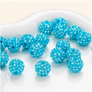 50pcs 8mm x 10mm Rhinestone Beads AB Color Resin Round Spacer Beads for Jewelry Bracelet Necklace Pen Bag Chain Making Crafts Supplies, Blue 2 (14mm16mm)