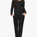 Women's Pajama Sets Casual 2Pcs Sleepwear Long Sleeve Pullover Tops Long Joggers Pants with Pockets Size 18