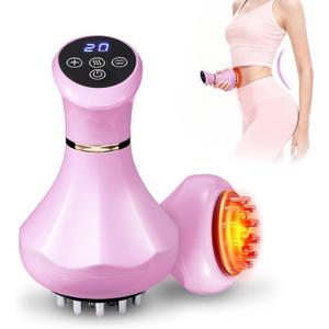 Lymphatic Drainage Massager,4-in-1 Electric Body Sculpting Brush,Helps Reduce Stretch Marks&Cellulite for Relaxation,Multi-Speed Anti Cellulite Massage Tool for Belly Legs Arms(Pink)
