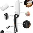 SENBON 440 Stainless Steel Super Sharp Pocket Folding Chef Knife Handle Camping Barbecue Outdoor Back Clip Portable (G10 bread knife)