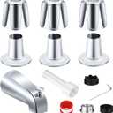 Coolfell 3 Handle Tub Shower Faucet Trim Kit, Shower Knob 3 Piece and Bathtub Faucet Set, for Price Pfister Verve, Bathtub Spout for 1/2" Copper, 1/2" and 3/4" Male Thread Connection (Chrome)