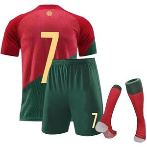 HOMPAY Football Jersey, jersey 2022 Soccer Jersey, T-Shirt Boys Kids Youth Jersey Socks Soccer Shirt Kit Set (6-7 Years, Red)