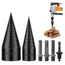 Firewood Log Splitter 2 Pack 45mm+32mm Easy Log Splitting Drill Bits Heavy Duty Electric Drills Screw Cone Driver Tools Split Wood Efficiently for Dry Soft Woods + 4 Drill Attachments