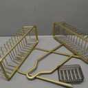 YASONIC Shower Caddy Hanging, Never Rust Shower Organizer Hanging, Aluminum Shower Racks for Inside Shower with Hooks for Razor, Bathroom Organizers and Storage with Soap Holder, Gold