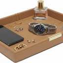 Leather Storage Tray for Men and Women - Vanity Tray for Bathroom, Bedroom, and Dresser Table - Decorative Storage Box Leather Valet Tray Catchall Tray for Watch, Jewelry, Perfume
