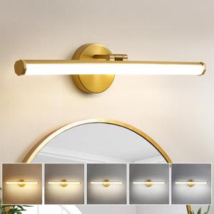 KAISITE Bathroom Light Fixture Over Mirror - Gold Vanity Light Fixture 15W 5CCT Angle Adjustable 22 Inch LED Dimmable Modern Vanity Light Bar for Bedroom Living Room Bathroom