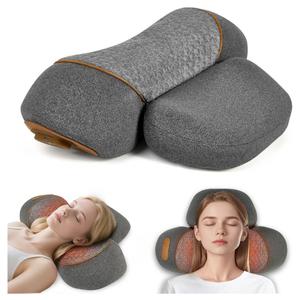 Heated Neck Massager Pillow for Pain Relief, Deep Tissue Massage with Heat, Vibration & Airbag Traction, Portable Ergonomic Design Gift for Women/Men