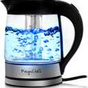MegaChef 1.8Lt. Glass Body and Stainless Steel Electric Tea Kettle with Tea Infuser (Model 2)