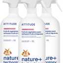 ATTITUDE Fruit & Vegetable Wash, Unscented Food-Safe Produce Wash to Remove Dirt, Wax & Residue, Vegan Plant-Based Produce Cleaner, 27.1 Fl Oz (Pack of 3)