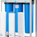 VEVOR Whole House Water Filter System, 3-Stage | Sediment, PHO, CTO | 4.5" x 20" Home Water Purifier Filter Reduce Chlorine, Bad Taste, Odor, Rust, Prevent Scale and Corrosion
