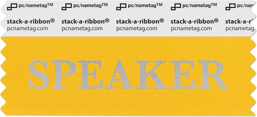 pc/nametag Speaker Badge Ribbons with Adhesive, 3-1/2" x 1-5/8", 100pk, for Nametags Under 4, Individual Titles for Conferences, Trade Shows, Meetings pc/nametag Speaker Badge Ribbons with Adhesive, 3-1/2" x 1-5/8", 100pk, for Nametags Under 4, Individual Titles for Conferences, Trade Shows, Meetings
