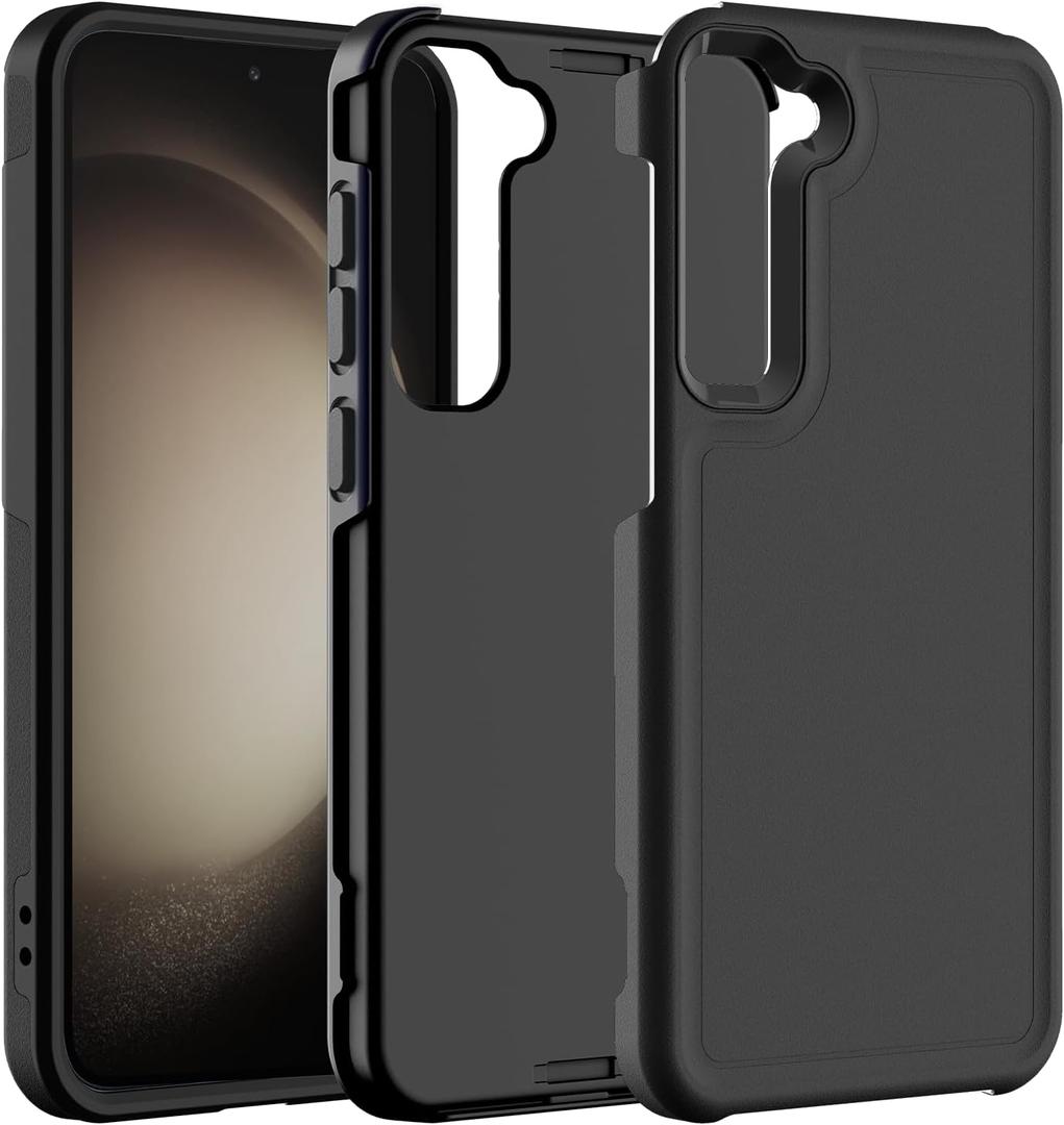 Hualele for Samsung Galaxy S23 Case,[Military Grade Protection] [Dropproof Shcokproof] Anty-Slip Grip Slim & Tough Dual Layer Galaxy S23 Case,Black