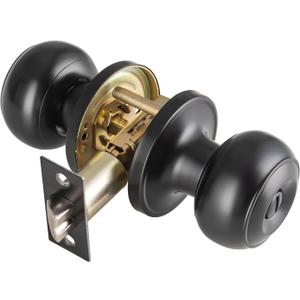  Black Door Knobs Interior Keyless, Door Knobs for Bathroom & Bedroom, Matte Black Privacy Door Knob