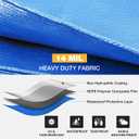 Winpull Tarp 20x30 Feet 14 Mil Heavy Duty Waterproof Tarp, Large Multipurpose Cover with Brass Grommets and Reinforced Edges, UV Resistant Thick Poly Tarps for Outdoor Camping Tent Pool Car, Blue