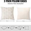 2 Pcs Christmas Throw Pillow Covers, 1818 Soft Faux Fur Pillow Cases, Couch Cushion Cases Holiday Decorations, Festivals Winter Home Decor (Cream Beige Tree)