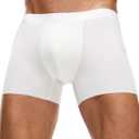 Men's Sexy Silky Trunks Underwear Boxer Briefs 1 Pack, Breathable Boxer Briefs Comfort Soft Underwear for Men (Large, Off-white)