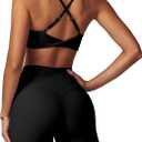 Womens Workout Sets Cross Back Sports Bras Matching High Waist Biker Shorts Yoga Jogger Outfits Work Out Clothes (Large, Black)