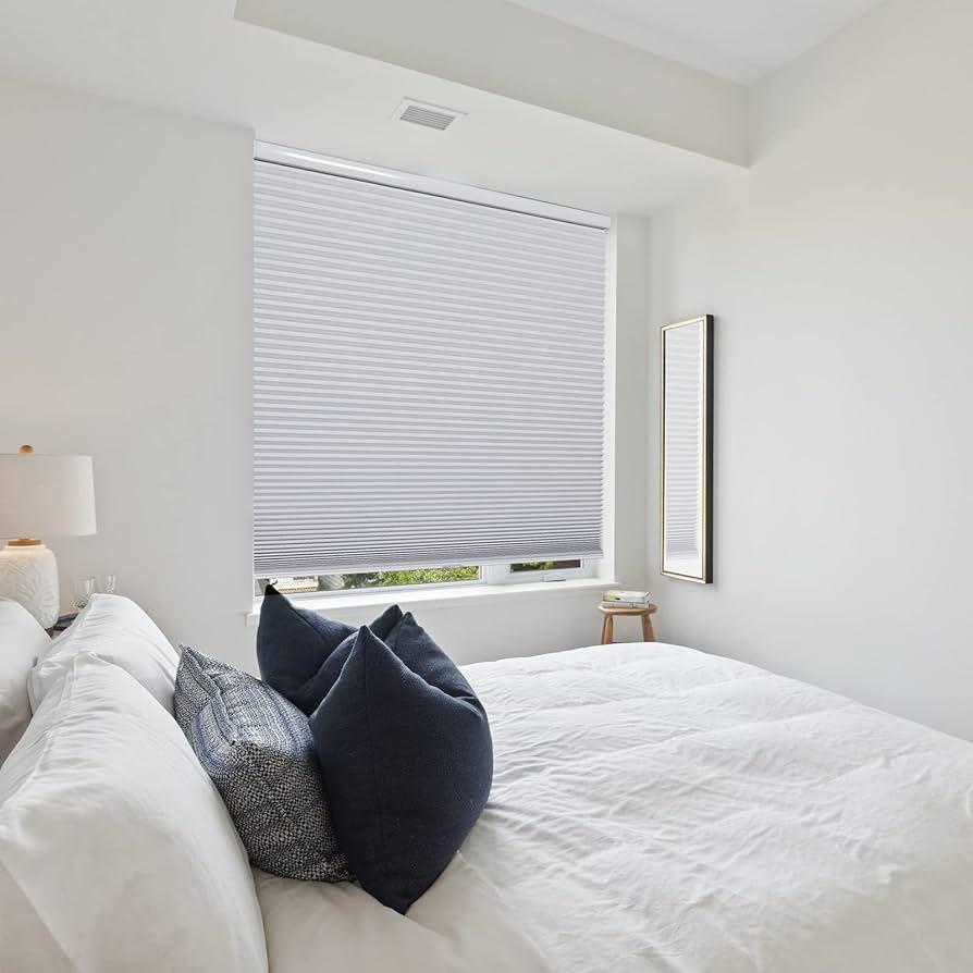 Persilux Custom Blackout Cellular Shades Cordless Blinds for Windows, Thermal Insulated, Noise Reduction, Room Darkening Honeycomb Blinds for Home, White