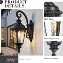 Emliviar 24.4" Classic Black Outside Porch Sconce Lighting, Water Ripple Glass Outdoor Light Fixture Wall Lamp for Hallway, E26 Base 60W Max, XE265B-M BK-SW