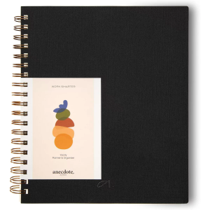 Anecdote Spiral Planner 2026 Weekly Monthly 8.5x10 Hardcover with Tabs Goal Setting Organizer - Black