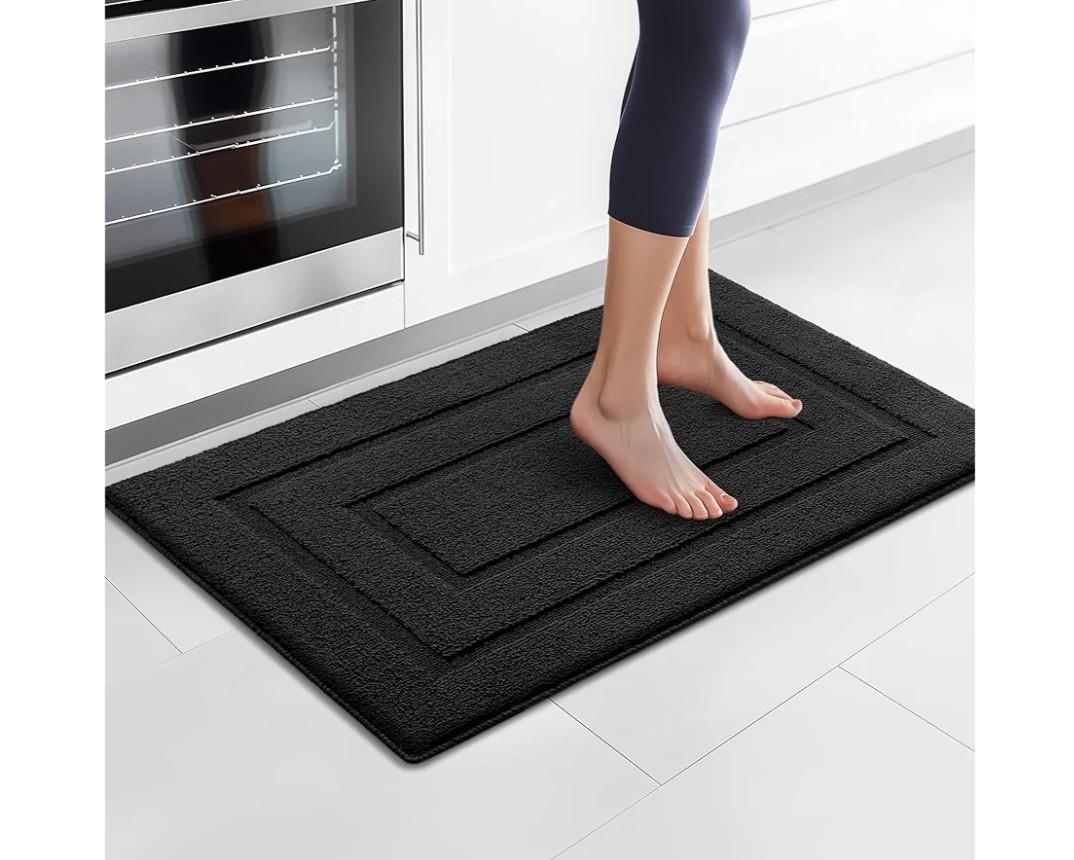 GRANNY SAYS Kitchen Mats for Floor, Kitchen Rugs Non Slip Washable, Thick Sink Rugs Floor Mats for Laundry Hardwood Floors, Washable Small Carpet Low Profile, 32'' x 20'', Black