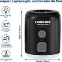 CAMULAND Mini Air Pump with Magnetic Design Camping Lantern Electric Pump for Inflatables with 1400mAh Battery Rechargeable for Air Mattress, Pool Floats,Vacuum Storage Bag