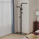 HKaikzo Double-pole Coat Rack Freestanding, Modern Metal Coat Racks Hanger Stand with 5 Hooks and Natural Marble Base, for Bedroom, Office, Hallway, Entryway, Living Room Gold