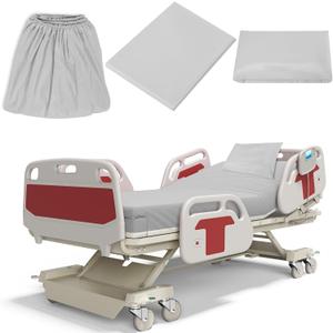 Moukeren 3 Pcs Hospital Bed Sheets Set Deep Pocket Fitted Sheet 36 with Elastic All Around Easy Care Knitted Jersey for Home/Nursing Home (Gray)