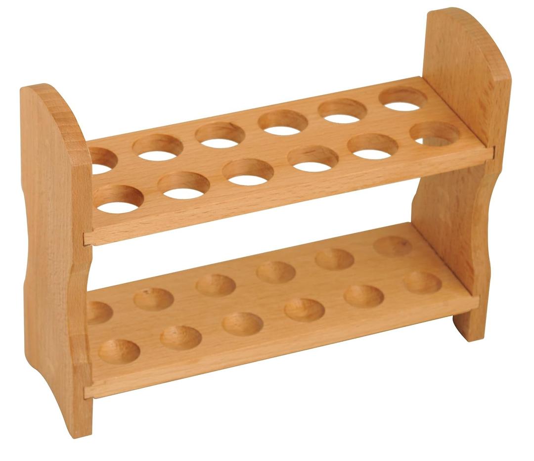 EISCO Test Tube Rack, 9 Inch - 12 Tube Capacity - Wooden, Beechwood 2 Pack