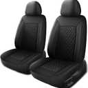 HChengkikz Car Seat Cover, Breathable and Waterproof Leather Seat Covers, Luxury PU Universal Fit Automotive Airbag Compatible for Cars Sedans SUV and Trucks (2 Pieces, Front Seat, Black, N1)