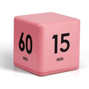 Weewooday Cube Timer, Gravity Sensor Flip Timer for ADHD Productivity, Classroom Kitchen Study Workout Cooking Desk Timers for Time Management, 15 20 30 60 Minutes Countdown Tool(Pink)