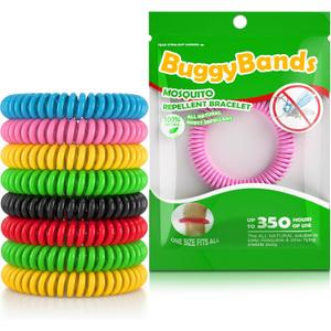 BuggyBands 24 Pack Mosquito Repellent Bracelets, Individually Wrapped Repellent Wristbands, DEET Free, Natural and Waterproof Band