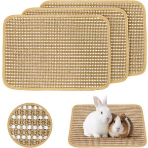 Rabbit Scratching Pad, Sisal Scratching Pad for Bunny, Guinea Pig, Cat. Resting Mats for Cages, Forage Grass Mat Indoor Essentials Accessories (3PCS)