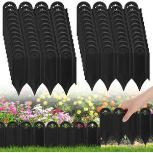 15ft Thicken Sturdy Garden Edging - 4.3in Raised & Easy to Install Plastic Flower Bed Border, Splicable Landscaping Edgings for Outdoor Yard Lawn Landscape Decorations